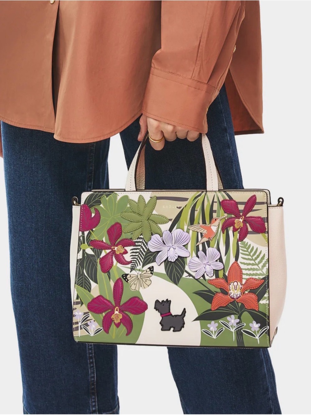 NWT RADLEY LONDON RHS 2026 ziptop Floral Applique Top-Handle sachel, salt. - Picture 7 of 7
